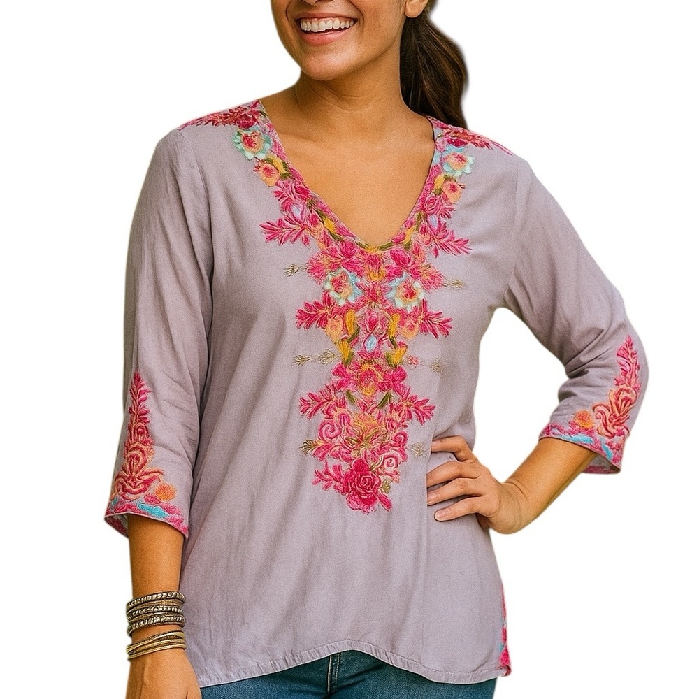 Johnny Was Briony heavily embroidered blouse NWT